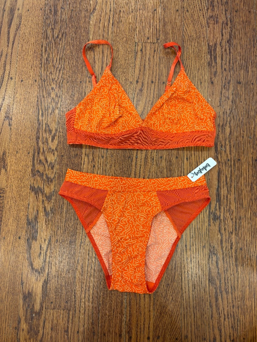 BootayBag Mesh Bra & Panty Set – NWT – XS – Orange Print